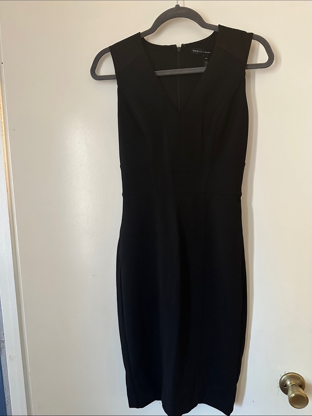 White House Black Market Black V-Neck Midi Sheath Dress